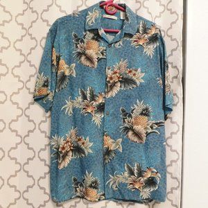 Campia Moda Men's Teal Hawaiian Short Sleeve Shirt - M (Like New)